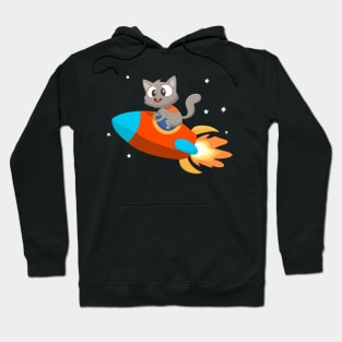 Cute cat riding on rocket - funny cat design Hoodie